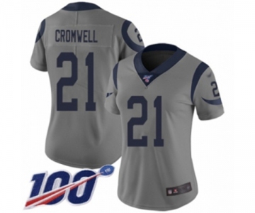 Women's Los Angeles Rams #21 Nolan Cromwell Limited Gray Inverted Legend 100th Season Football Jersey