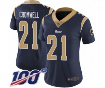 Women's Los Angeles Rams #21 Nolan Cromwell Navy Blue Team Color Vapor Untouchable Limited Player 100th Season Football Jersey