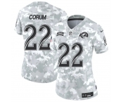 Women's Los Angeles Rams #22 Blake Corum 2024 F.U.S.E Arctic Camo Salute To Service Limited Stitched Football Jersey