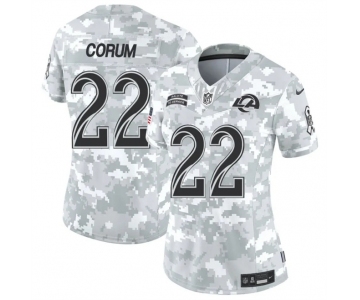 Women's Los Angeles Rams #22 Blake Corum 2024 F.U.S.E Arctic Camo Salute To Service Limited Stitched Football Jersey