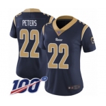 Women's Los Angeles Rams #22 Marcus Peters Navy Blue Team Color Vapor Untouchable Limited Player 100th Season Football Jersey