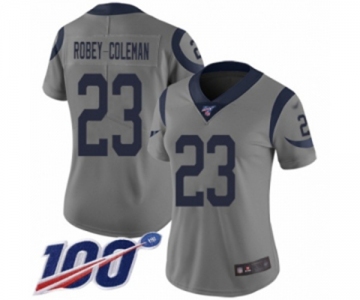 Women's Los Angeles Rams #23 Nickell Robey-Coleman Limited Gray Inverted Legend 100th Season Football Jersey