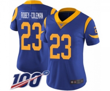 Women's Los Angeles Rams #23 Nickell Robey-Coleman Royal Blue Alternate Vapor Untouchable Limited Player 100th Season Football Jersey