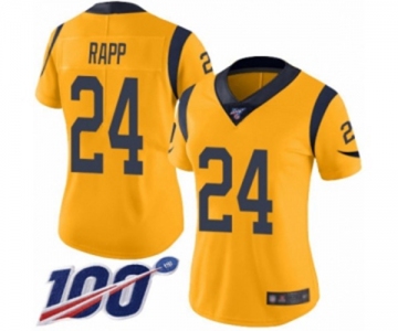 Women's Los Angeles Rams #24 Taylor Rapp Limited Gold Rush Vapor Untouchable 100th Season Football Jersey