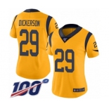 Women's Los Angeles Rams #29 Eric Dickerson Limited Gold Rush Vapor Untouchable 100th Season Football Jersey