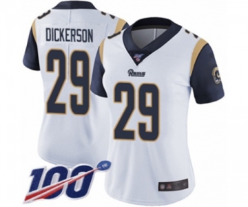 Women's Los Angeles Rams #29 Eric Dickerson White Vapor Untouchable Limited Player 100th Season Football Jersey