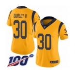 Women's Los Angeles Rams #30 Todd Gurley Limited Gold Rush Vapor Untouchable 100th Season Football Jersey