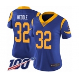 Women's Los Angeles Rams #32 Eric Weddle Royal Blue Alternate Vapor Untouchable Limited Player 100th Season Football Jersey