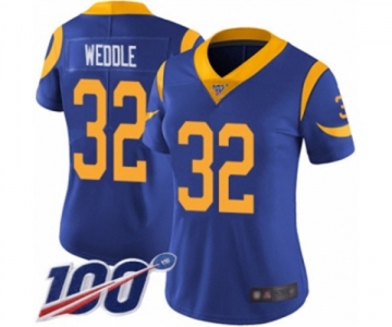 Women's Los Angeles Rams #32 Eric Weddle Royal Blue Alternate Vapor Untouchable Limited Player 100th Season Football Jersey