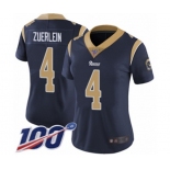 Women's Los Angeles Rams #4 Greg Zuerlein Navy Blue Team Color Vapor Untouchable Limited Player 100th Season Football Jersey