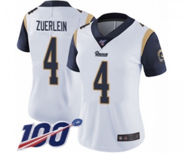 Women's Los Angeles Rams #4 Greg Zuerlein White Vapor Untouchable Limited Player 100th Season Football Jersey