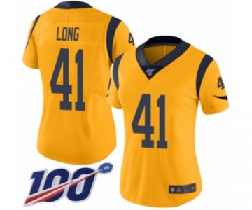 Women's Los Angeles Rams #41 David Long Limited Gold Rush Vapor Untouchable 100th Season Football Jersey