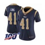 Women's Los Angeles Rams #41 David Long Navy Blue Team Color Vapor Untouchable Limited Player 100th Season Football Jersey