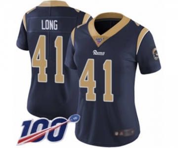 Women's Los Angeles Rams #41 David Long Navy Blue Team Color Vapor Untouchable Limited Player 100th Season Football Jersey