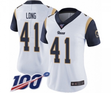 Women's Los Angeles Rams #41 David Long White Vapor Untouchable Limited Player 100th Season Football Jersey