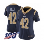 Women's Los Angeles Rams #42 John Kelly Navy Blue Team Color Vapor Untouchable Limited Player 100th Season Football Jersey