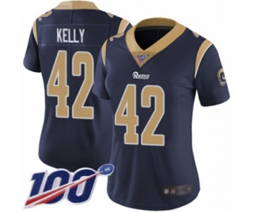 Women's Los Angeles Rams #42 John Kelly Navy Blue Team Color Vapor Untouchable Limited Player 100th Season Football Jersey