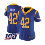 Women's Los Angeles Rams #42 John Kelly Royal Blue Alternate Vapor Untouchable Limited Player 100th Season Football Jersey