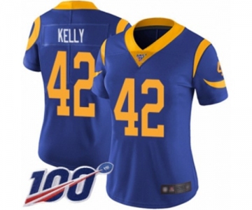 Women's Los Angeles Rams #42 John Kelly Royal Blue Alternate Vapor Untouchable Limited Player 100th Season Football Jersey