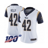 Women's Los Angeles Rams #42 John Kelly White Vapor Untouchable Limited Player 100th Season Football Jersey