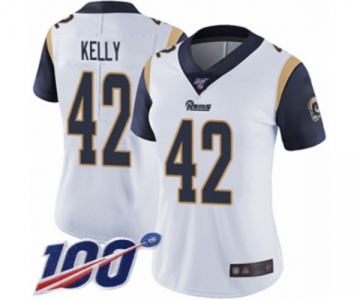 Women's Los Angeles Rams #42 John Kelly White Vapor Untouchable Limited Player 100th Season Football Jersey