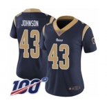 Women's Los Angeles Rams #43 John Johnson Navy Blue Team Color Vapor Untouchable Limited Player 100th Season Football Jersey