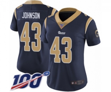 Women's Los Angeles Rams #43 John Johnson Navy Blue Team Color Vapor Untouchable Limited Player 100th Season Football Jersey