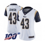 Women's Los Angeles Rams #43 John Johnson White Vapor Untouchable Limited Player 100th Season Football Jersey