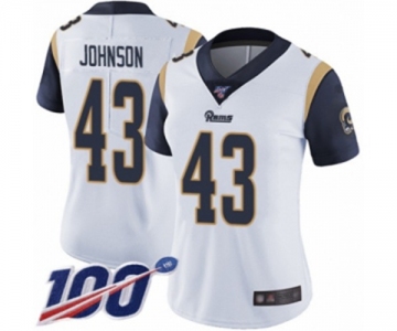 Women's Los Angeles Rams #43 John Johnson White Vapor Untouchable Limited Player 100th Season Football Jersey