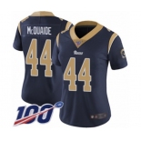 Women's Los Angeles Rams #44 Jacob McQuaide Navy Blue Team Color Vapor Untouchable Limited Player 100th Season Football Jersey