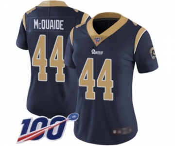 Women's Los Angeles Rams #44 Jacob McQuaide Navy Blue Team Color Vapor Untouchable Limited Player 100th Season Football Jersey