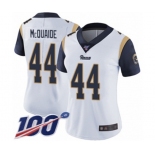 Women's Los Angeles Rams #44 Jacob McQuaide White Vapor Untouchable Limited Player 100th Season Football Jersey