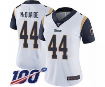 Women's Los Angeles Rams #44 Jacob McQuaide White Vapor Untouchable Limited Player 100th Season Football Jersey