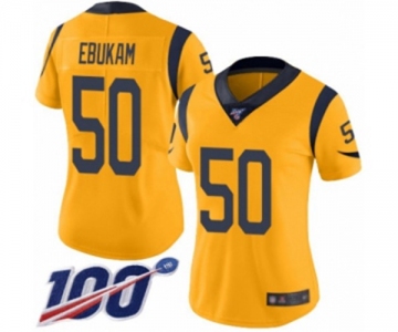 Women's Los Angeles Rams #50 Samson Ebukam Limited Gold Rush Vapor Untouchable 100th Season Football Jersey