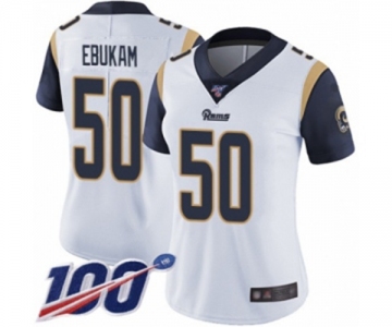 Women's Los Angeles Rams #50 Samson Ebukam White Vapor Untouchable Limited Player 100th Season Football Jersey