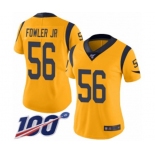 Women's Los Angeles Rams #56 Dante Fowler Jr Limited Gold Rush Vapor Untouchable 100th Season Football Jersey