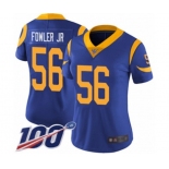 Women's Los Angeles Rams #56 Dante Fowler Jr Royal Blue Alternate Vapor Untouchable Limited Player 100th Season Football Jersey