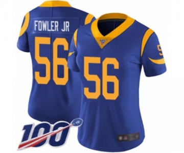 Women's Los Angeles Rams #56 Dante Fowler Jr Royal Blue Alternate Vapor Untouchable Limited Player 100th Season Football Jersey