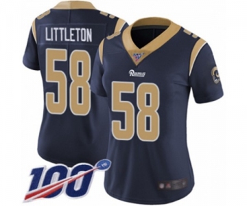 Women's Los Angeles Rams #58 Cory Littleton Navy Blue Team Color Vapor Untouchable Limited Player 100th Season Football Jersey