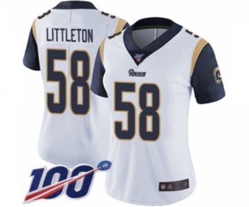 Women's Los Angeles Rams #58 Cory Littleton White Vapor Untouchable Limited Player 100th Season Football Jersey