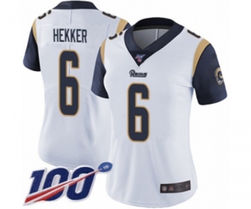 Women's Los Angeles Rams #6 Johnny Hekker White Vapor Untouchable Limited Player 100th Season Football Jersey