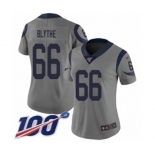 Women's Los Angeles Rams #66 Austin Blythe Limited Gray Inverted Legend 100th Season Football Jersey