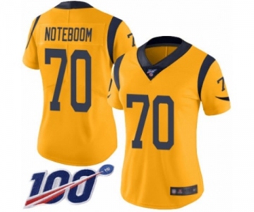 Women's Los Angeles Rams #70 Joseph Noteboom Limited Gold Rush Vapor Untouchable 100th Season Football Jersey