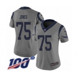 Women's Los Angeles Rams #75 Deacon Jones Limited Gray Inverted Legend 100th Season Football Jersey