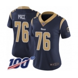 Women's Los Angeles Rams #76 Orlando Pace Navy Blue Team Color Vapor Untouchable Limited Player 100th Season Football Jersey