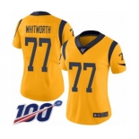 Women's Los Angeles Rams #77 Andrew Whitworth Limited Gold Rush Vapor Untouchable 100th Season Football Jersey