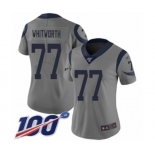 Women's Los Angeles Rams #77 Andrew Whitworth Limited Gray Inverted Legend 100th Season Football Jersey