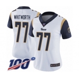 Women's Los Angeles Rams #77 Andrew Whitworth White Vapor Untouchable Limited Player 100th Season Football Jersey