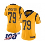 Women's Los Angeles Rams #79 Rob Havenstein Limited Gold Rush Vapor Untouchable 100th Season Football Jersey