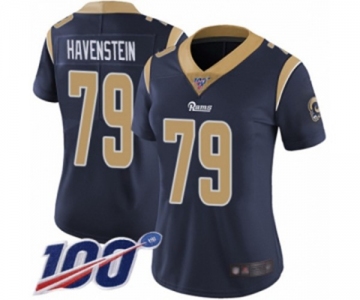 Women's Los Angeles Rams #79 Rob Havenstein Navy Blue Team Color Vapor Untouchable Limited Player 100th Season Football Jersey